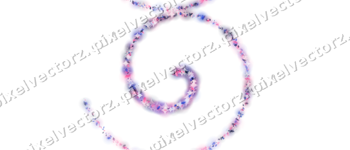 Nahtlose Glitzerspirale aus Tropfen und Rauten auf transparentem Grund