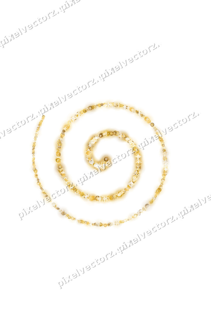 Nahtlose Glitzerspirale aus Punkten und Ringen auf transparentem Grund