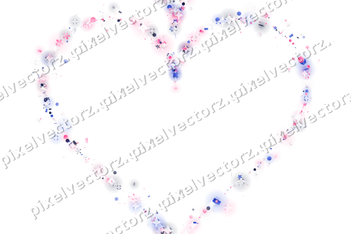 Nahtloses Glitzerherz aus Blüten und Punkten auf transparentem Grund