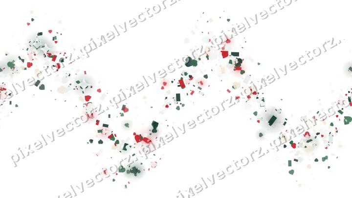 Nahtlose Glitzerwelle aus Herzen und Konfetti auf transparentem Grund