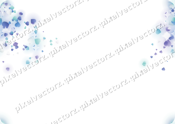 Nahtloser Glitzerfächer aus Herzen in Blau auf transparentem Grund
