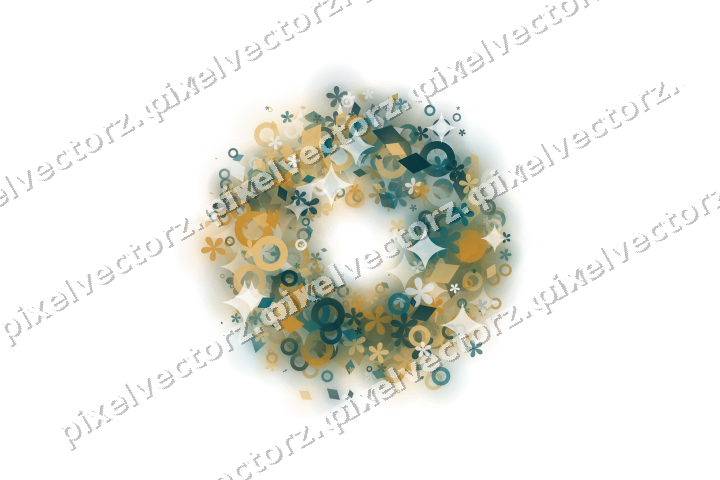 Nahtloser Glitzerkranz aus Blüten und Ringen auf transparentem Grund