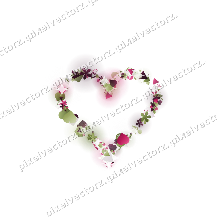 Nahtloses Glitzerherz aus Herzen und Blüten auf transparentem Grund