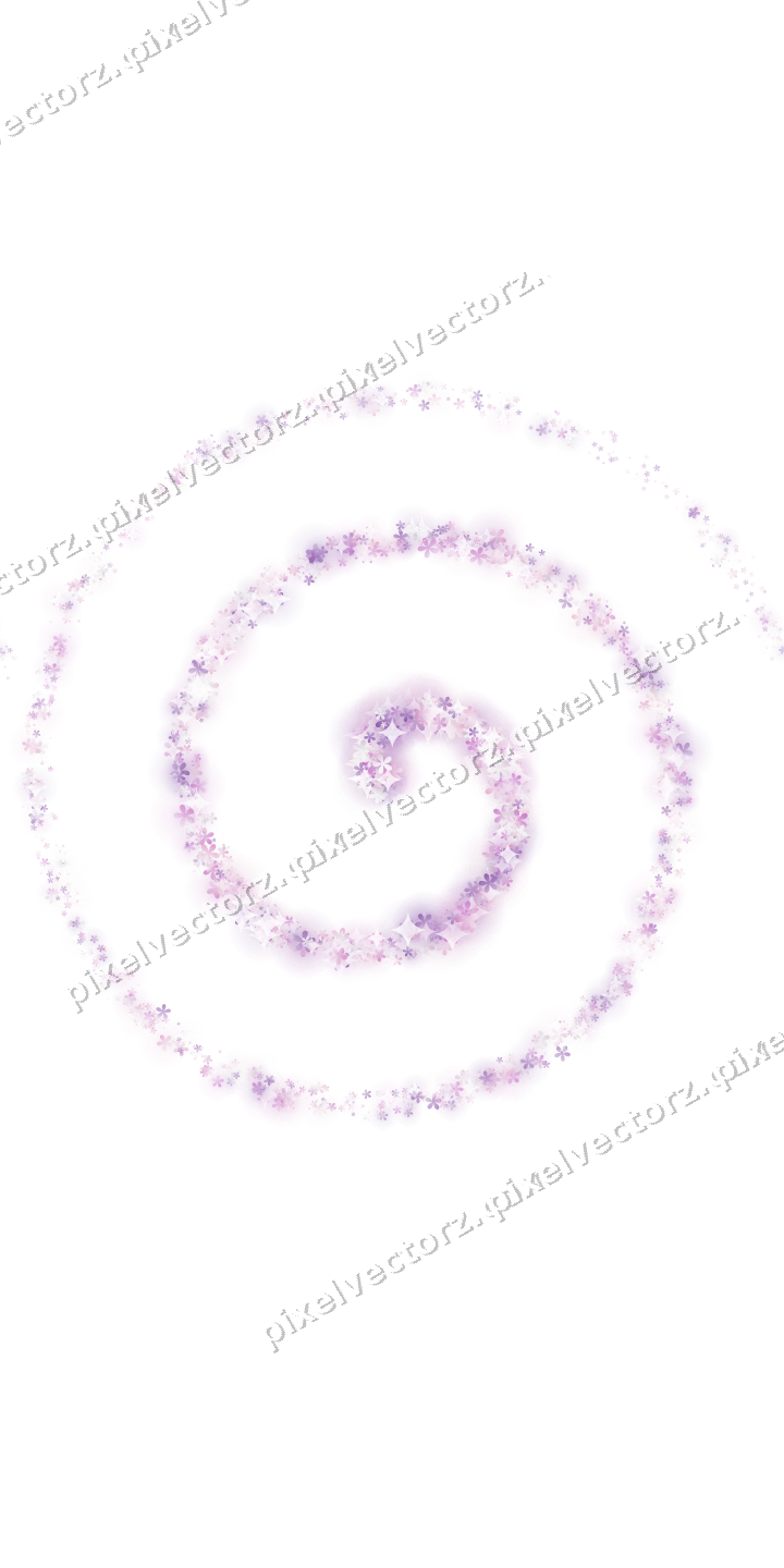 Nahtlose Glitzerspirale aus Blüten in Magenta auf transparentem Grund