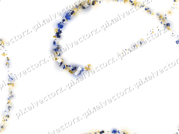 Nahtlose Glitzerspirale aus Sternen und Herzen auf transparentem Grund