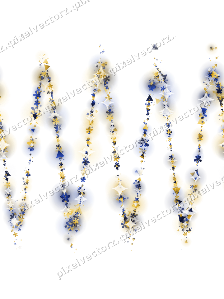 Nahtlose Glitzerwelle aus Blüten und Dreiecken auf transparentem Grund