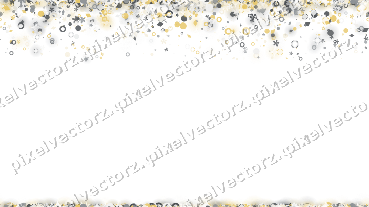 Nahtloser Glitzerregen aus Blüten und Punkten auf transparentem Grund