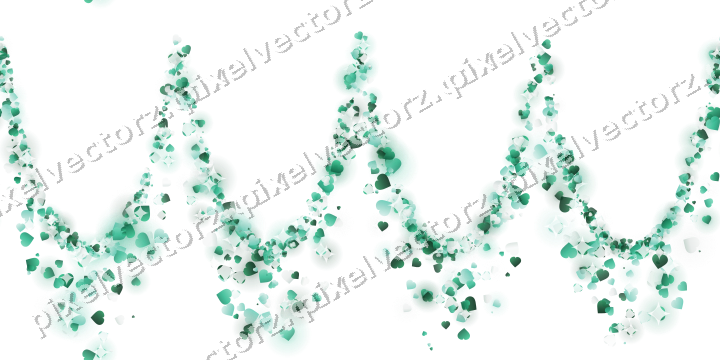 Nahtlose Glitzergirlande aus Herzen auf transparentem Grund