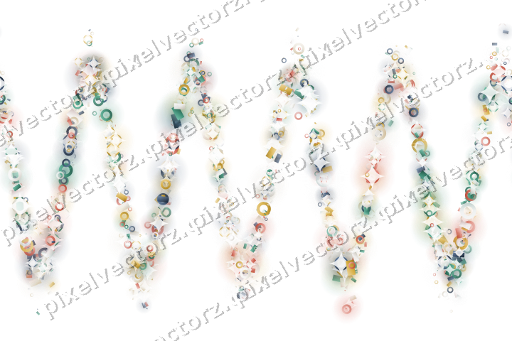 Nahtlose Glitzerwelle aus Ringen und Konfetti auf transparentem Grund