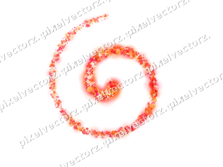Nahtlose Glitzerspirale aus Sternen und Funken auf transparentem Grund