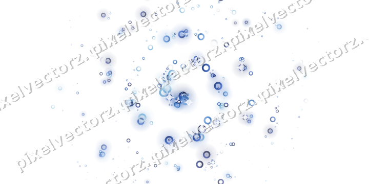 Nahtlose Glitzerspirale aus Ringen in Blau auf transparentem Grund