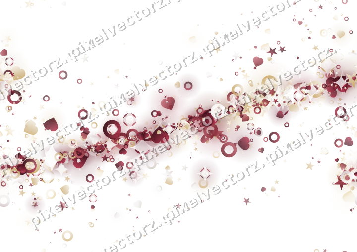 Nahtloses Glitzerband aus Sternen und Herzen auf transparentem Grund