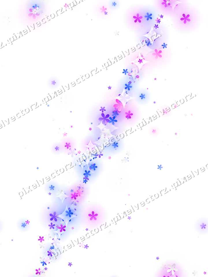 Nahtloses Glitzerband aus Blüten in Violett auf transparentem Grund