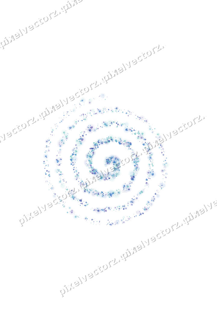 Nahtlose Glitzerspirale aus Herzen in Blau auf transparentem Grund