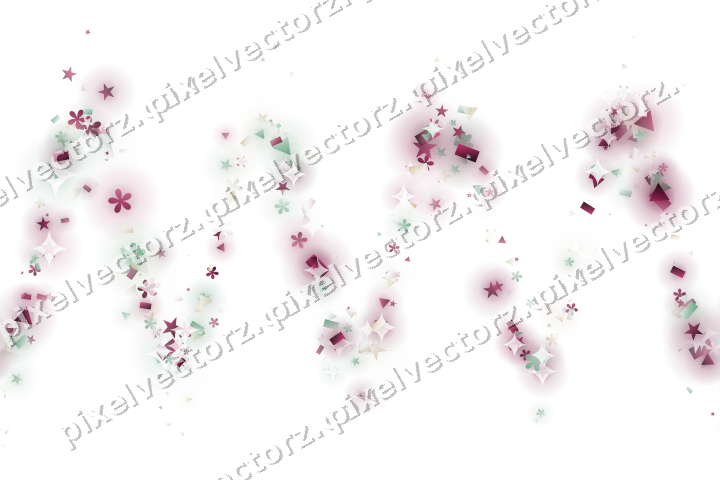 Nahtlose Glitzerwelle aus Sternen und Blüten auf transparentem Grund