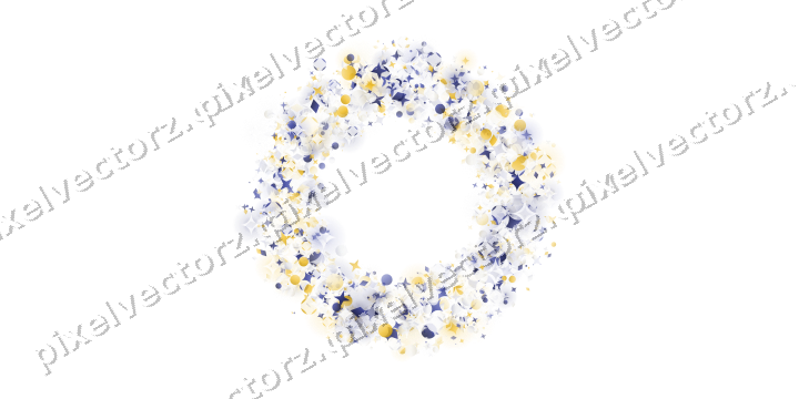 Nahtloser Glitzerkranz aus Sternen und Funken auf transparentem Grund