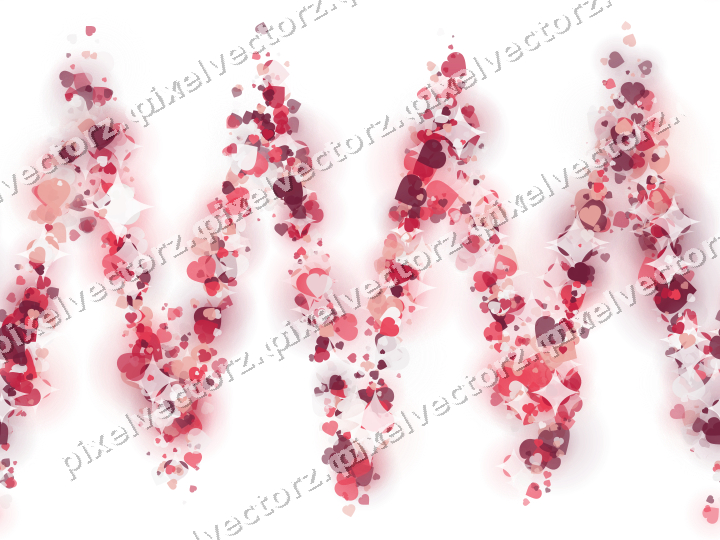 Nahtlose Glitzerwelle aus Herzen in Rosa auf transparentem Grund