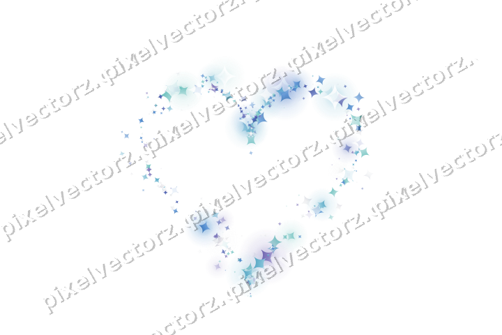 Nahtloses Glitzerherz aus Funken in Blau auf transparentem Grund