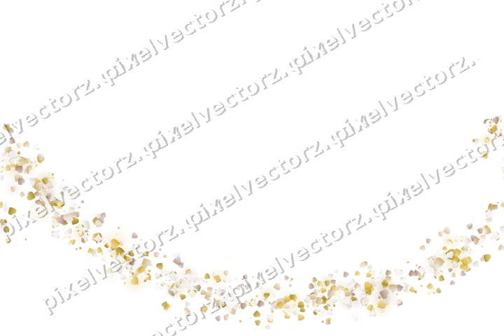 Nahtloser Glitzerbogen aus Herzen in Bernstein auf transparentem Grund