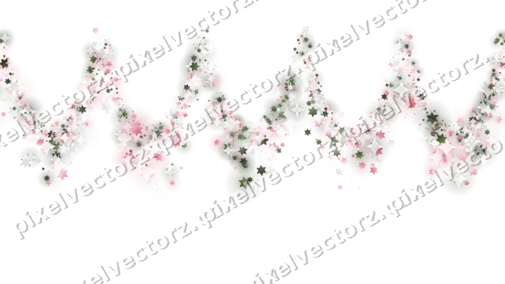 Nahtlose Glitzergirlande aus Sternen in Rosa auf transparentem Grund