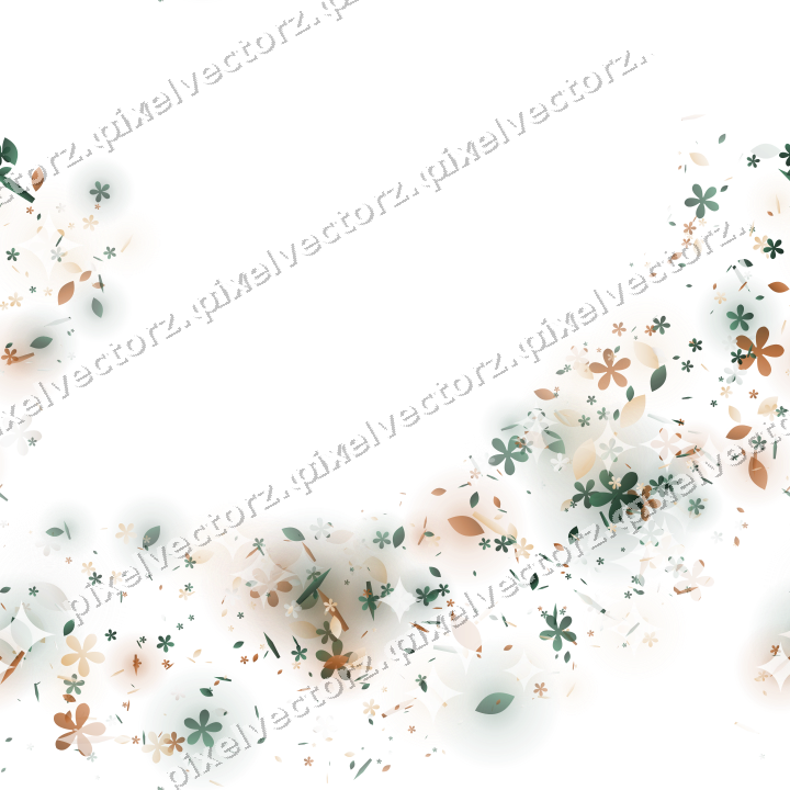 Nahtloser Glitzerbogen aus Blüten und Tropfen auf transparentem Grund