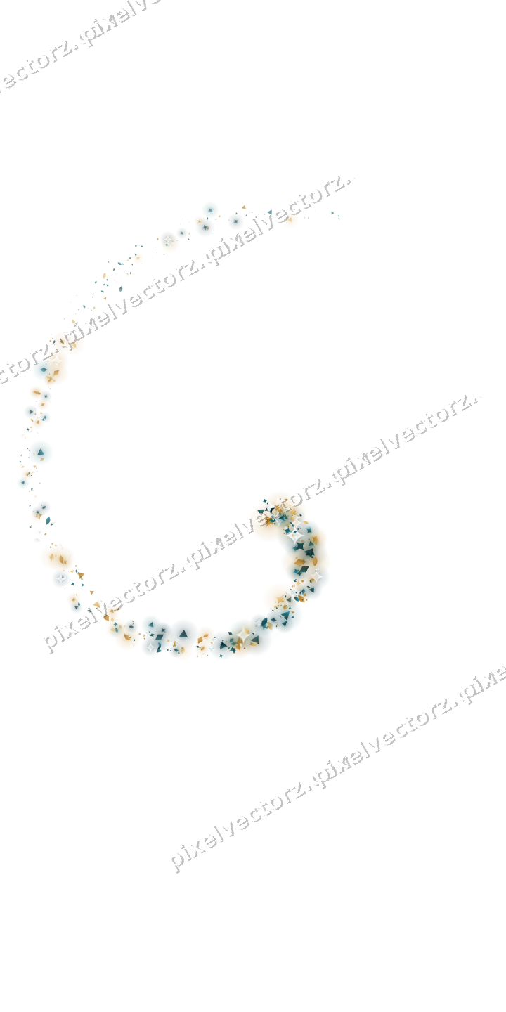 Nahtlose Glitzerspirale aus Funken und Tropfen auf transparentem Grund