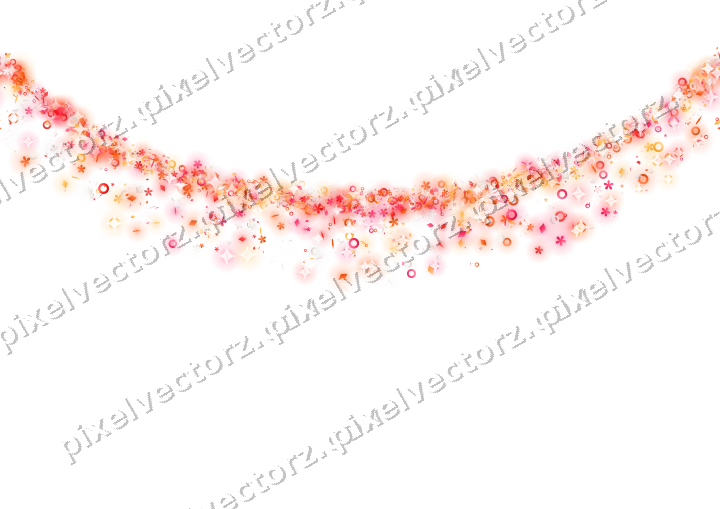 Nahtlose Glitzergirlande aus Blüten und Ringen auf transparentem Grund