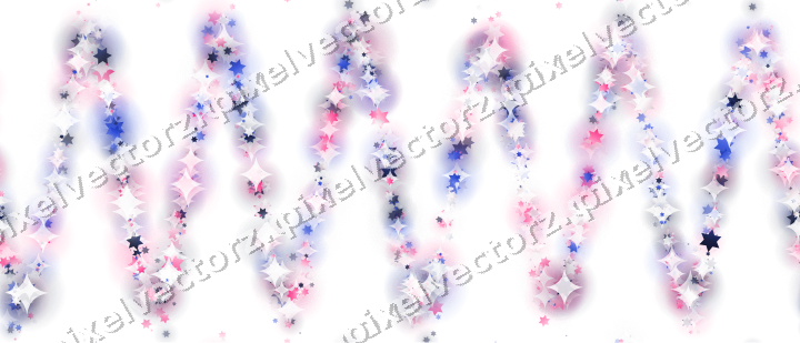 Nahtlose Glitzerwelle aus Sternen in Rosa auf transparentem Grund