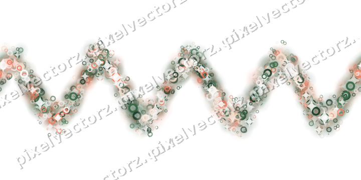 Nahtlose Glitzerwelle aus Ringen in Dunkelgrün auf transparentem Grund