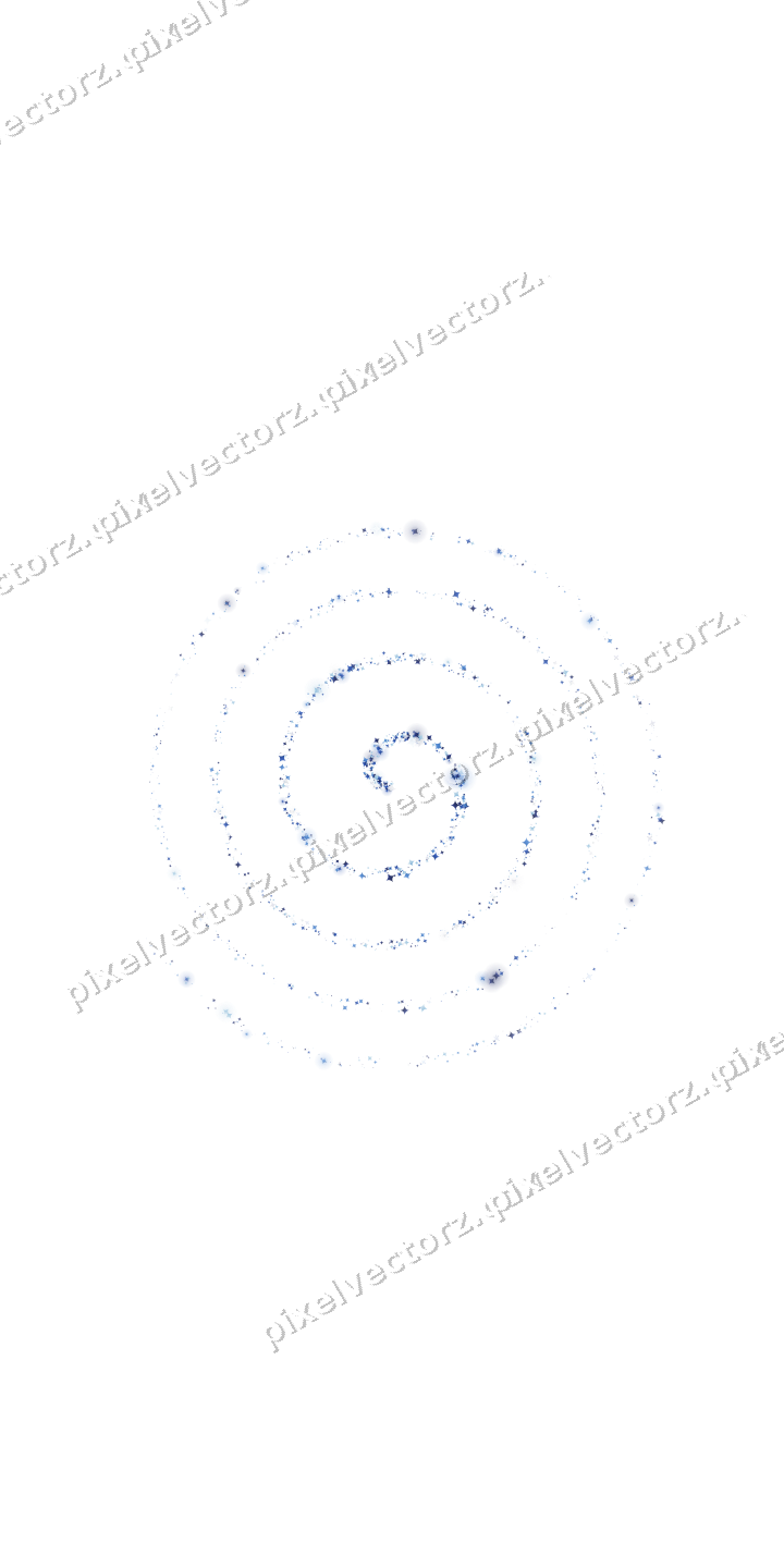 Nahtlose Glitzerspirale aus Funken in Blau auf transparentem Grund