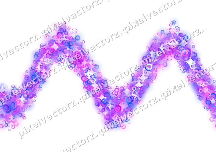 Nahtlose Glitzerwelle aus Ringen in Violett auf transparentem Grund