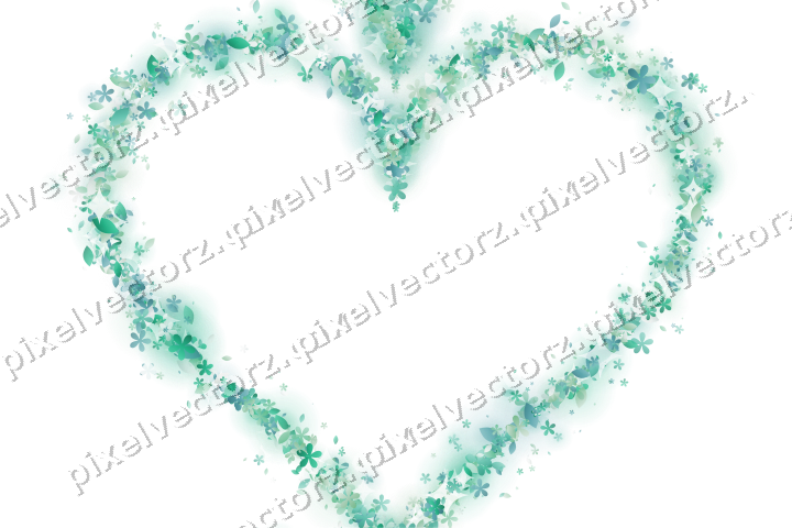 Nahtloses Glitzerherz aus Blüten und Tropfen auf transparentem Grund