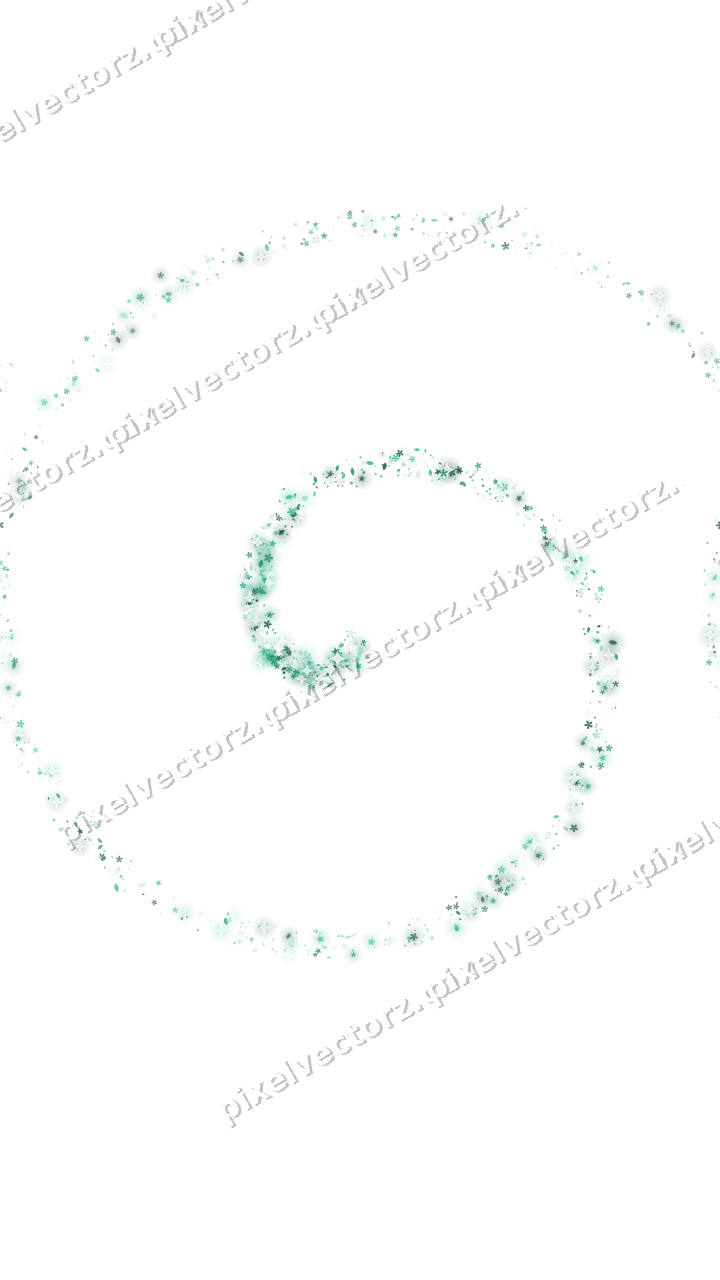 Nahtlose Glitzerspirale aus Sternen und Blüten auf transparentem Grund