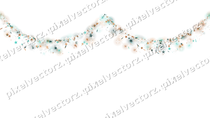 Nahtlose Glitzergirlande in Orange und Petrol auf transparentem Grund