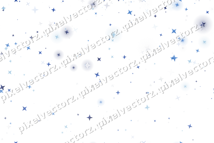 Nahtloser Glitzerregen aus Sternen in Blau auf transparentem Grund
