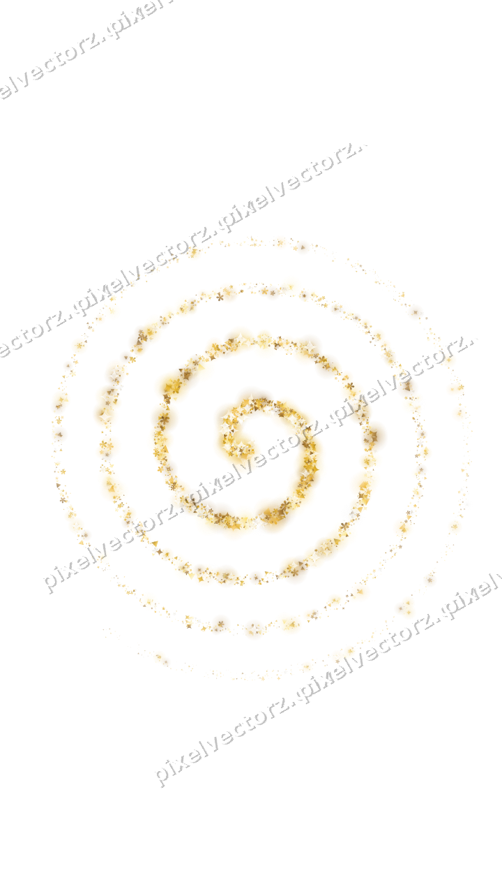 Nahtlose Glitzerspirale aus Funken und Blüten auf transparentem Grund