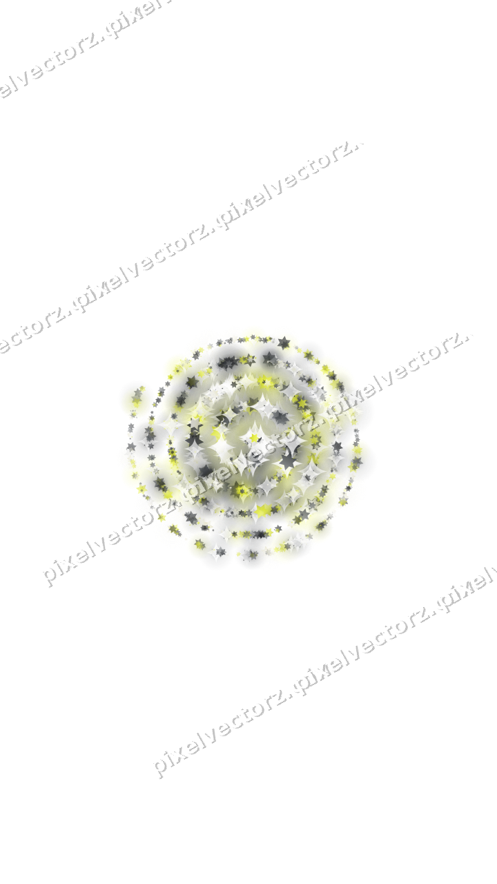 Nahtlose Glitzerspirale aus Sternen in Gelb auf transparentem Grund