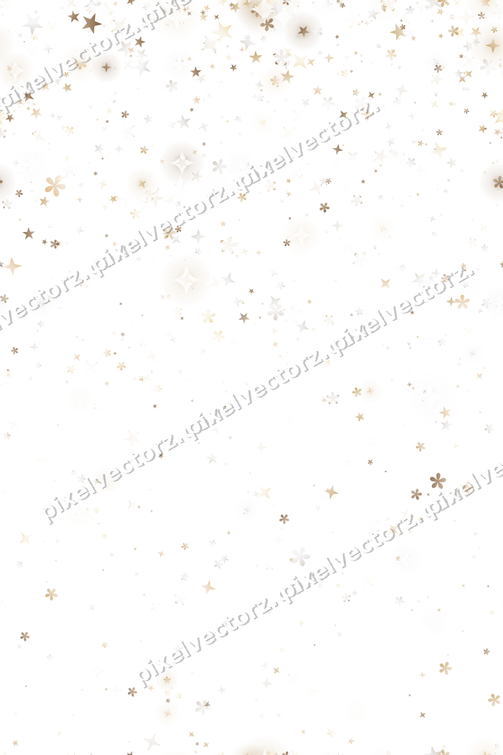 Nahtloser Glitzerregen aus Sternen und Blüten auf transparentem Grund