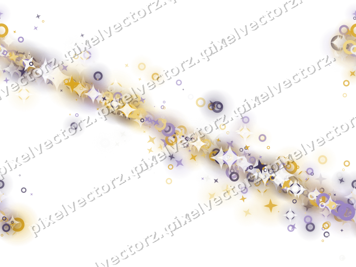 Nahtloses Glitzerband aus Sternen und Ringen auf transparentem Grund