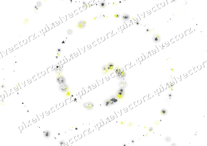 Nahtlose Glitzerspirale aus Sternen und Herzen auf transparentem Grund