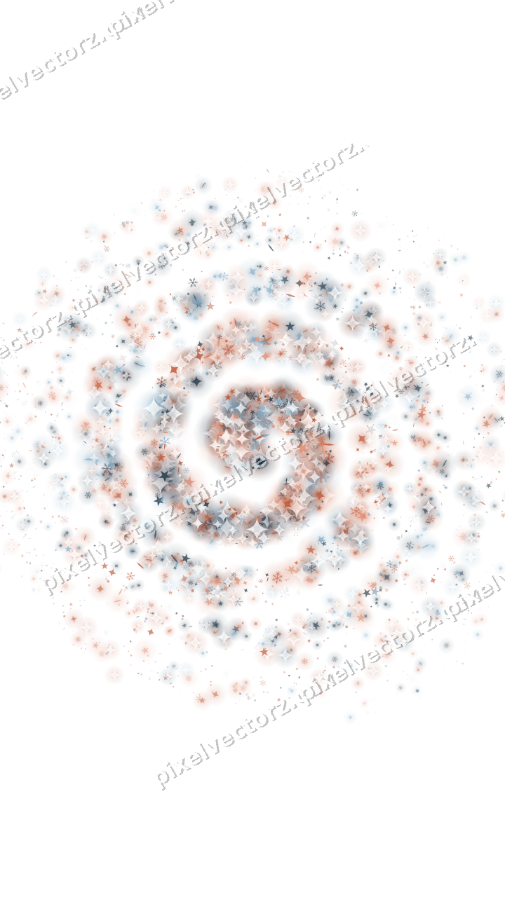 Nahtlose Glitzerspirale aus Sternen und Funken auf transparentem Grund
