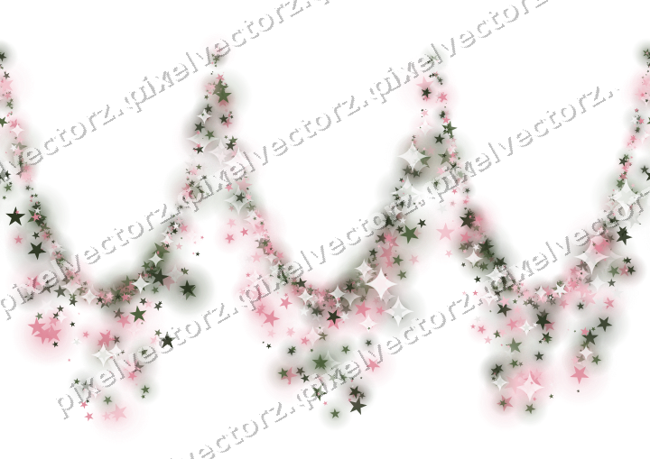 Nahtlose Glitzergirlande aus Sternen in Rosa auf transparentem Grund