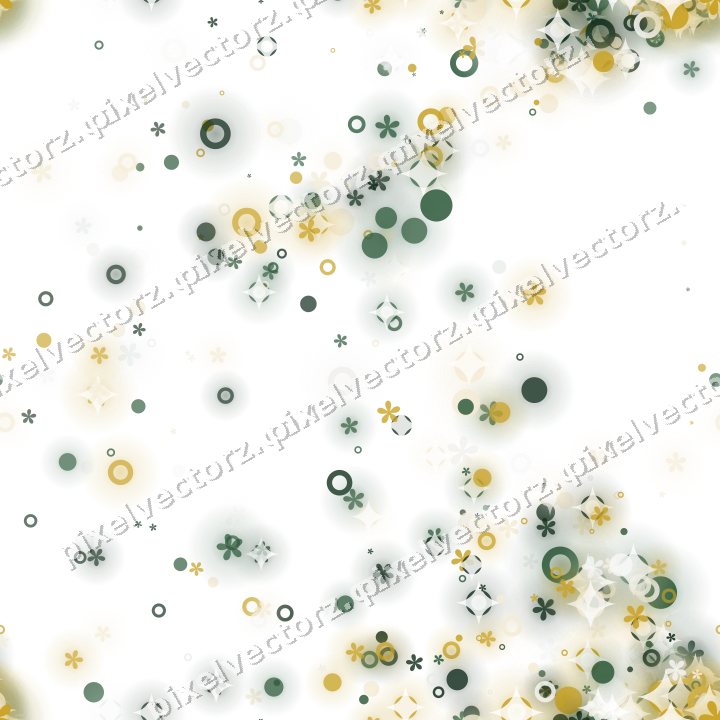 Nahtloser Glitzerfächer aus Blüten und Punkten auf transparentem Grund