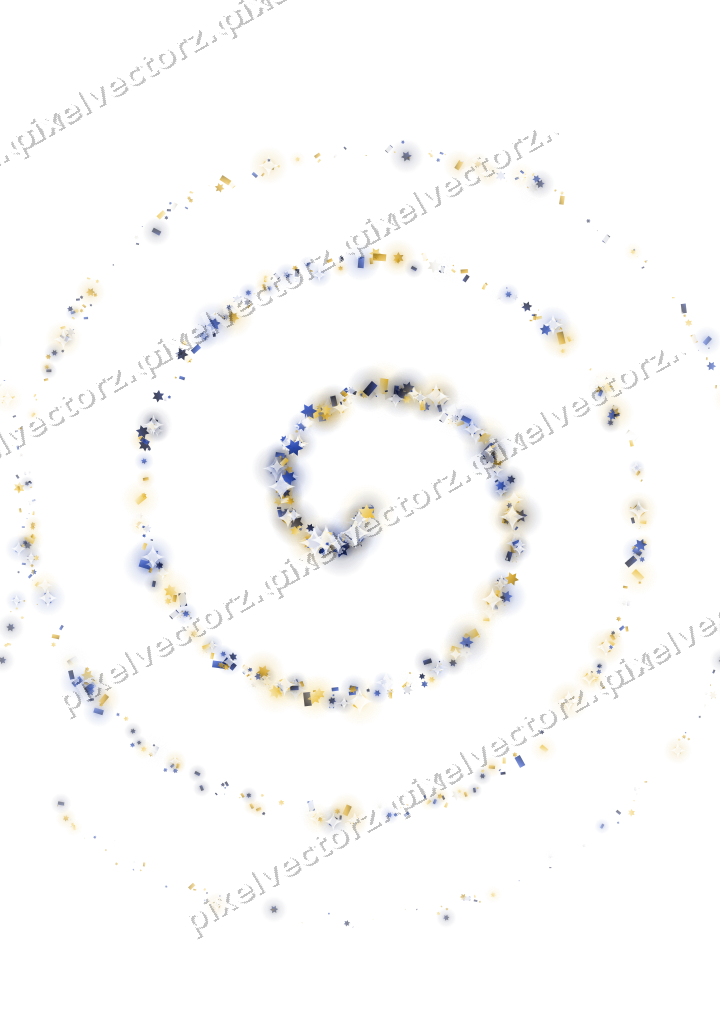 Nahtlose Glitzerspirale in Bernstein und Blau auf transparentem Grund