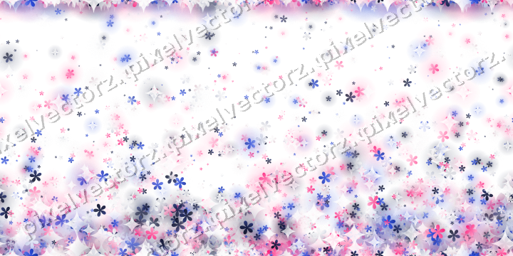 Nahtloser Glitzeraufstieg aus Blüten in Rosa auf transparentem Grund