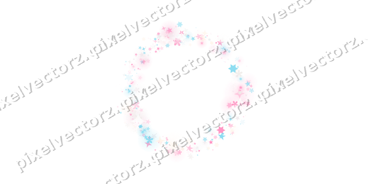 Nahtloser Glitzerkranz aus Sternen und Blüten auf transparentem Grund