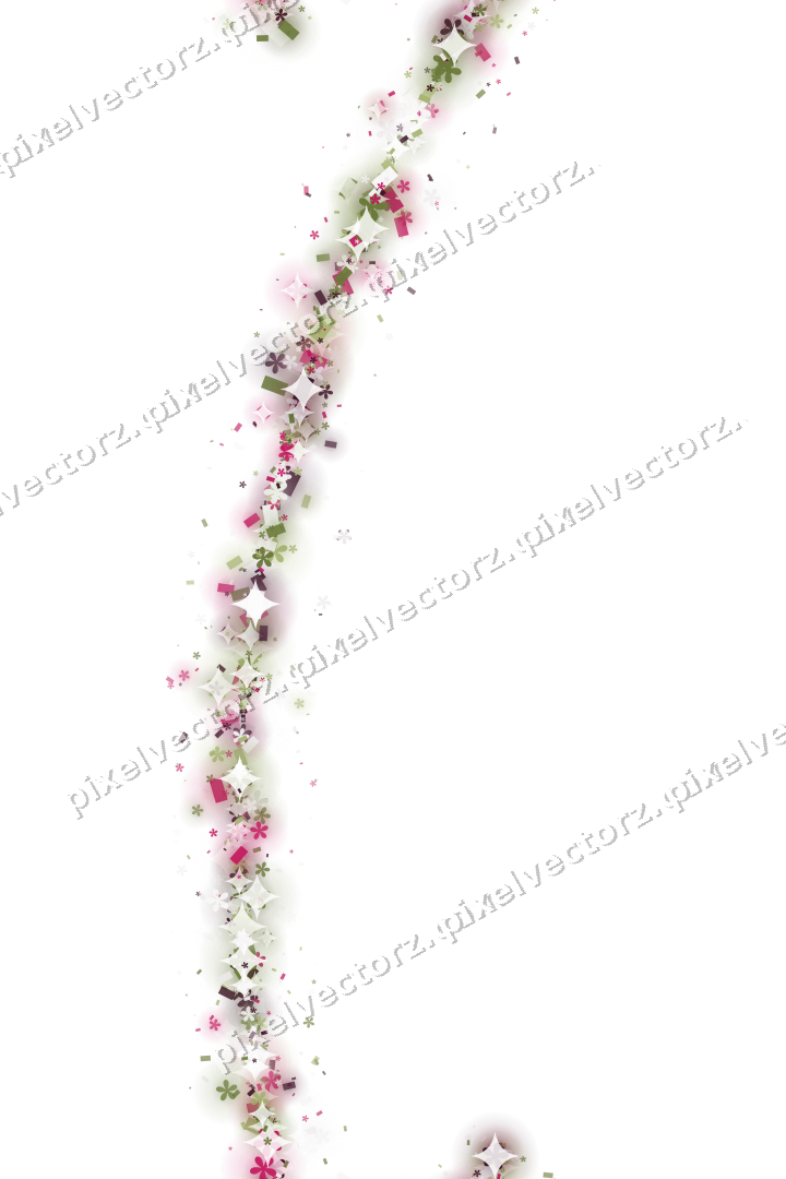 Nahtloser Glitzerbogen aus Blüten und Konfetti auf transparentem Grund
