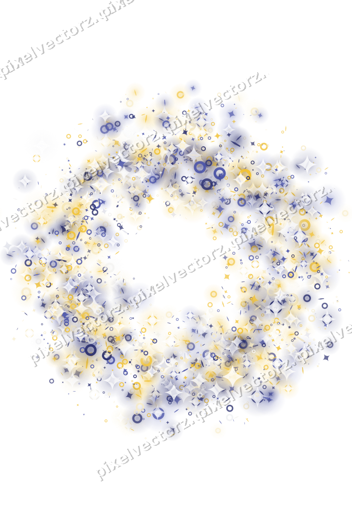 Nahtloser Glitzerkranz aus Funken und Ringen auf transparentem Grund