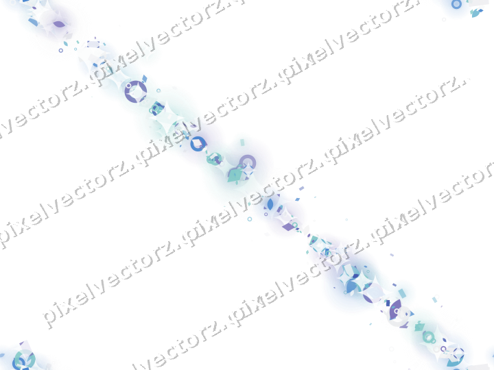 Nahtloser Glitzerbogen aus Tropfen und Ringen auf transparentem Grund