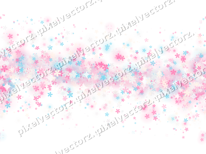 Nahtloses Glitzerband aus Blüten in Rosa auf transparentem Grund